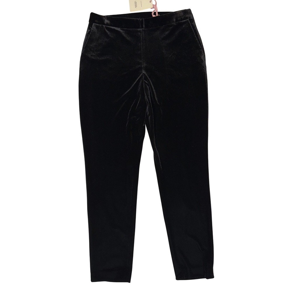 Alex Marie Cara Velvet‎ Pants Black Side Zip Pockets Size 6 NEW